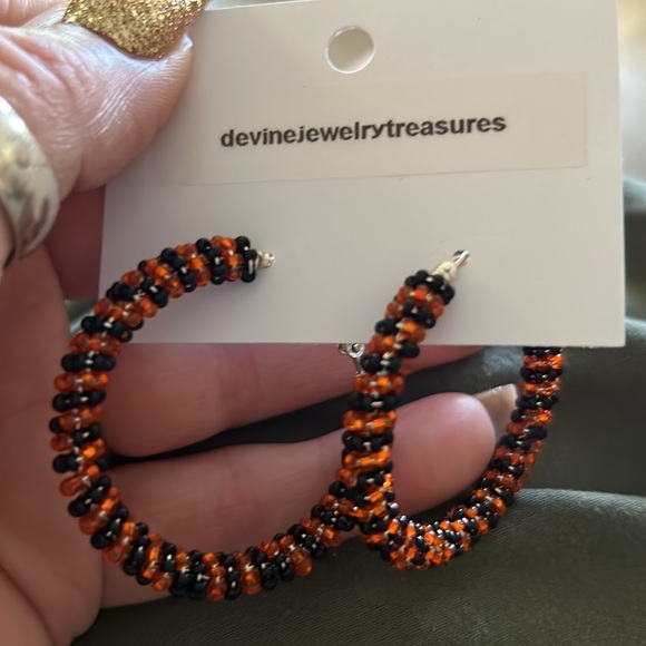 Handmade Halloween Hoop Earrings - Picture 2 of 2